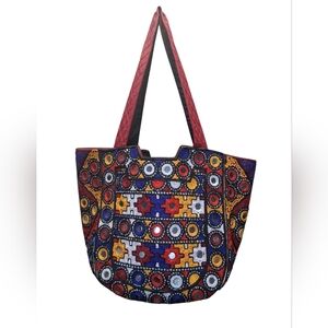 Title: Hand-Embroidered Indian Ethnic Shoulder Bag with Kutch Mirrors